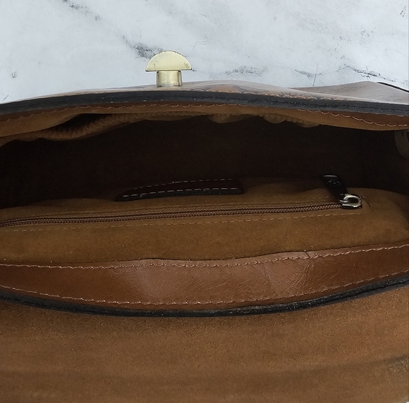 Patricia Nash Map Print Brown Leather Top Handle Crossbody Bag - Picture 9 of 10